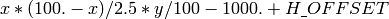 x*(100. - x)/2.5 * y/100 - 1000. + H\underline{\ }OFFSET