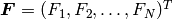 \bfF = (F_1, F_2, \ldots, F_N)^T