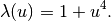 \lambda(u) = 1 + u^4.